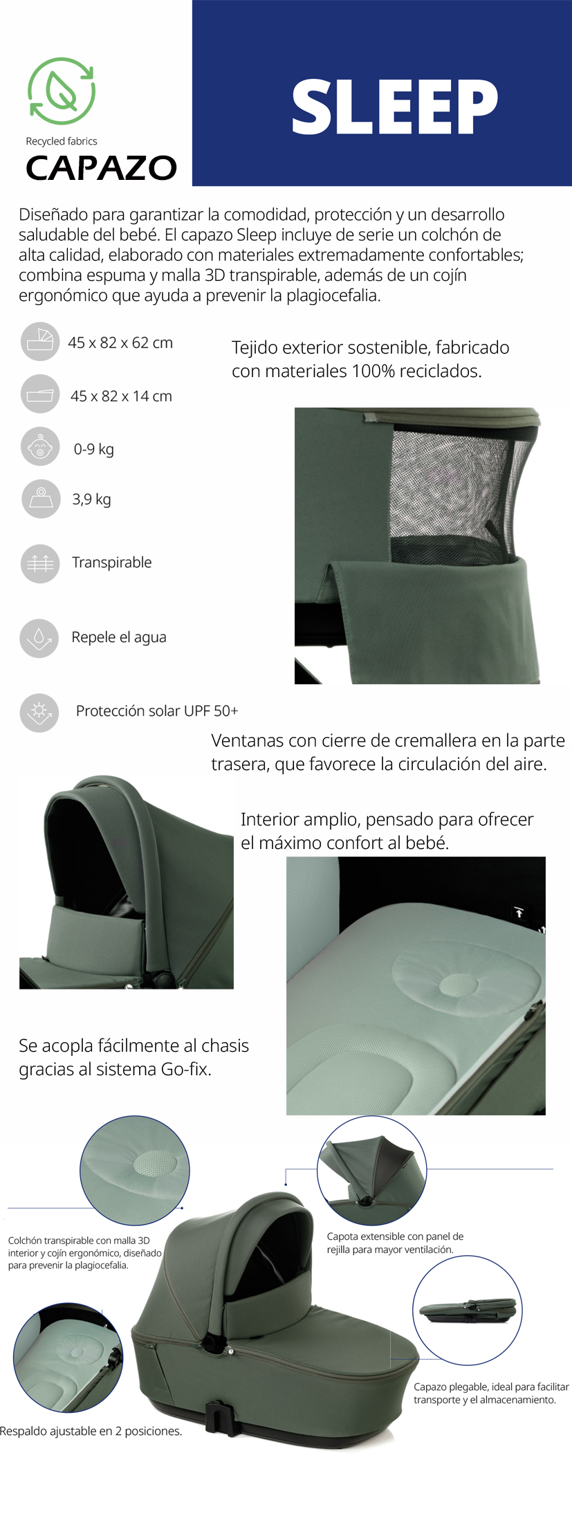 Capazo SLEEP amplio y plegable