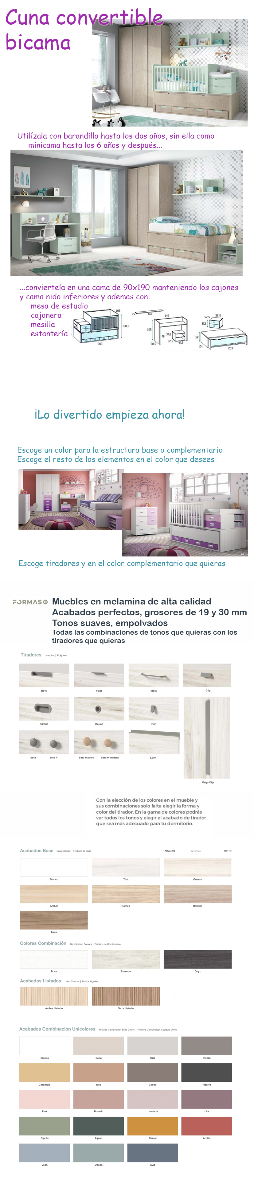 Formas cuna convertible bicama