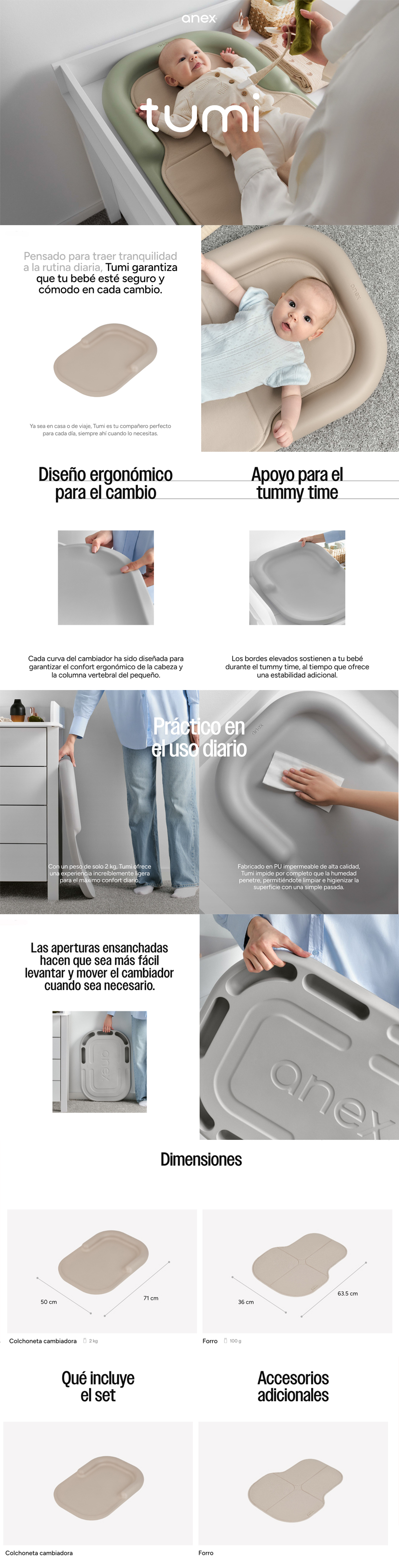 ANEX Tumi cambiador de silicona ANEX Tumi cambiador de silicona