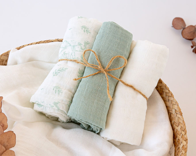 3 Muselinas bambú y algodón 70x70