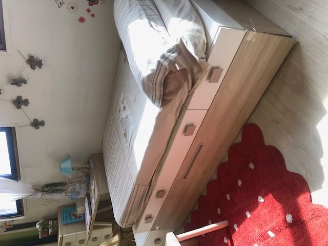 Conjunto de cama con nido, cajones, mesa de estudio y xinfonier