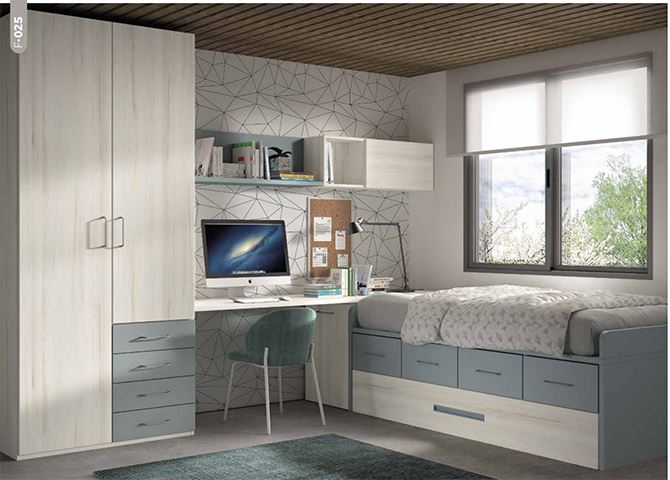 Camas compactas con canape 30mm dobles con nido o cajones