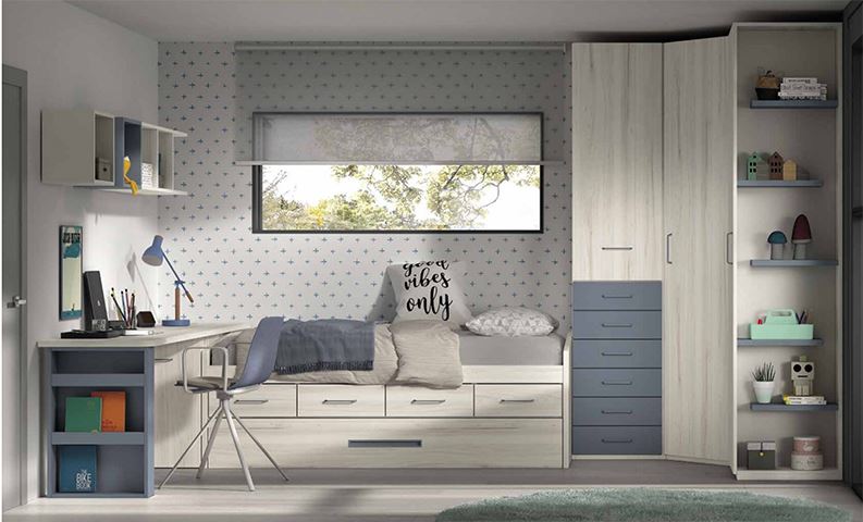 Camas compactas con canape 30mm dobles con nido o cajones