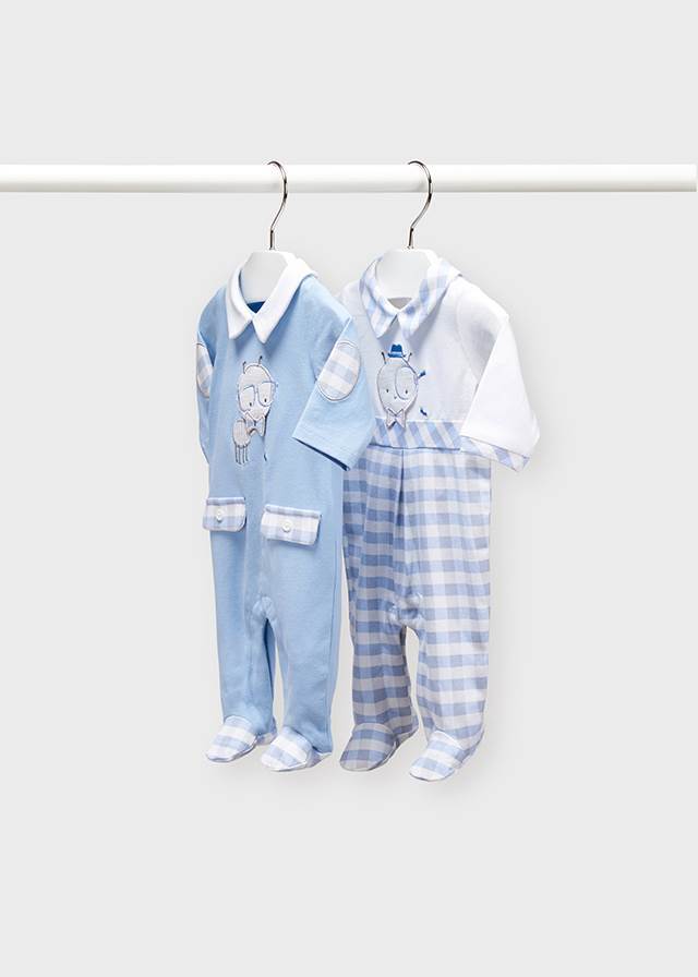 pijama largo  t-0/1 azul y cuadros